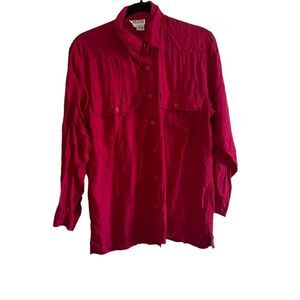 Women Vintage Hot Pink SilkStar  100% silk shirt